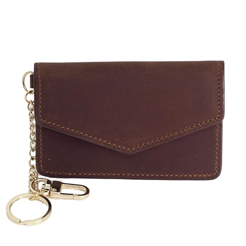 BAWAKO kartenetui Leder, Wallet RFID Schutz, Schlüsselanhänger,tragbar kleine Handtasche (Dunkelbraun) von BAWAKO