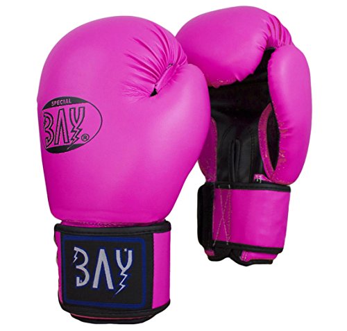 BAY® Future Boxhandschuhe Box-Handschuhe, rosa pink schwarz, Leder-PU, 10 Unzen UZ OZ von BAY