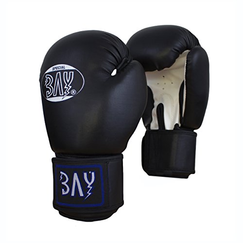 BAY® Future Boxhandschuhe Training Sparring 18 Unzen, schwarz/weiß, Box-Handschuhe, Boxhandschuh Glover, Leder - PU, UZ OZ, Damen Herren Vollkontakt Boxen Kickboxen Muay Thai Thaiboxen MMA K1 K-1 von BAY