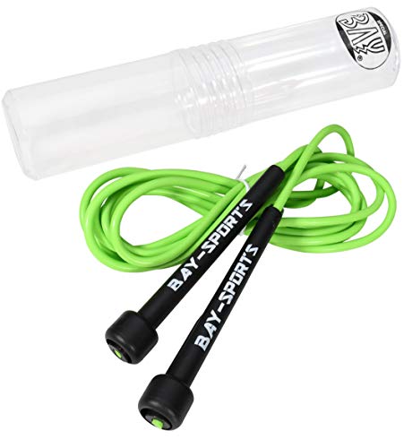 BAY Sports® "GRÜN" Nylon Neon Springseil "310 cm" JUMP Rope PVC Kunststoff Sprungseil Skipping Profi Seil Jumprope rosarot hellrot von BAY