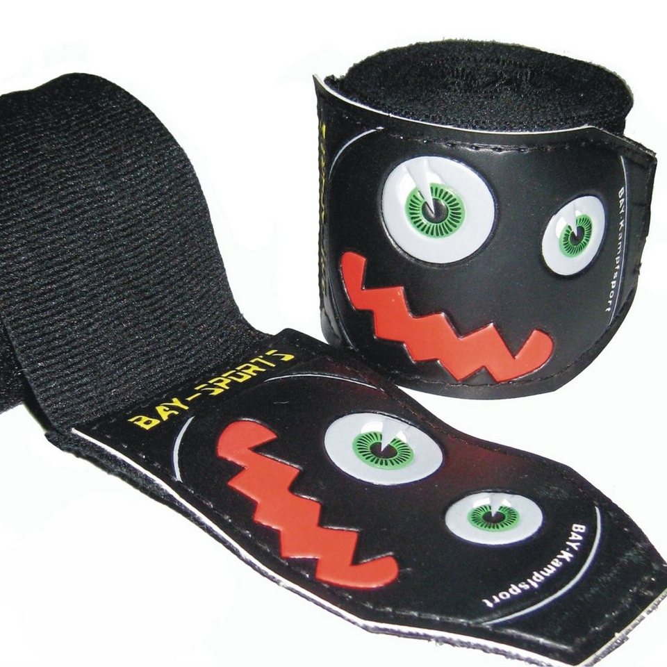BAY-Sports Boxbandagen Monster 3D Kinder Box-Bandagen Handbandagen Boxen Kickboxen schwarz von BAY-Sports