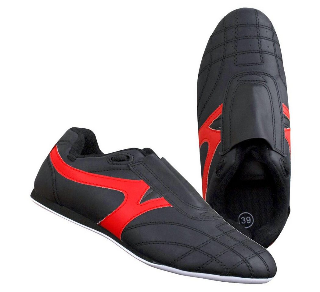 BAY-Sports Budo Max Kampfsportschuhe schwarz Slipper Karate Taekwondo Sneaker Sneaker (Kunstleder, Paar) mit Schürung, Budoschuhe, Leichte Sportschuhe von BAY-Sports