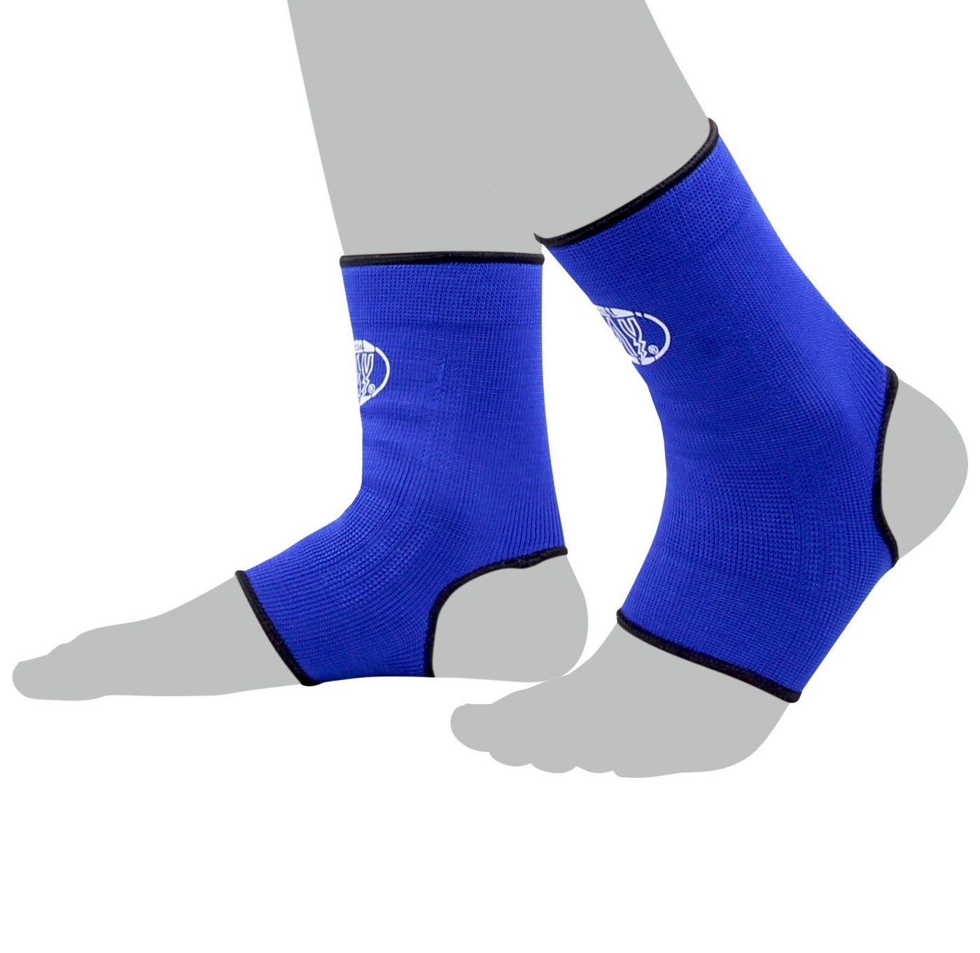 BAY-Sports Fußbandage Knöchelbandage Fußgelenkbandage Sprunggelenk blau, Anatomische Passform, Paar, können rechts und links getragen werden, Größen S - XL von BAY-Sports