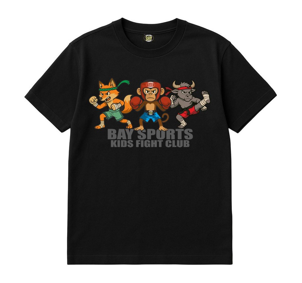 BAY-Sports Print-Shirt Wild Kids Club Fighter Kickboxen MMA Boxen Thaiboxen Muay Thai Karate (Stück) Kinder, Kids Affe, Bison und Fuchs – das tierisch starke Fighter von BAY-Sports