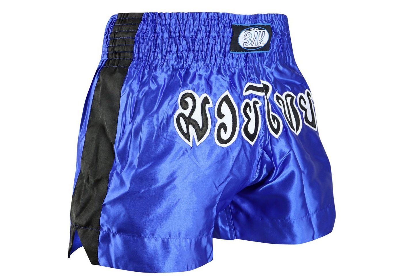 BAY-Sports Sporthose Muay Thai Kick Hose Shorts Thaiboxhose Thaiboxen MMA kurz Kickboxen (kurze Hose, traditionell blau schwarz) kurze Hose, traditionell schwarz weiß von BAY-Sports