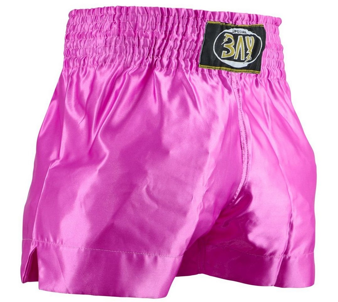 BAY-Sports Sporthose Muay Thai Kick Hose Shorts Thaiboxhose Thaiboxen MMA kurz Kickboxen (kurze Hose, traditionell uni pink rosa) kurze Hose, traditionell komplett pink uni rosa von BAY-Sports