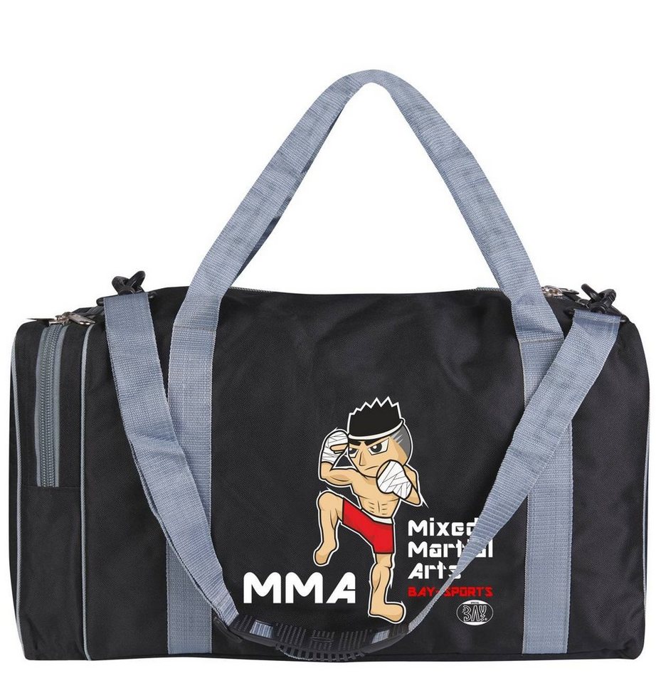 BAY-Sports Sporttasche Sporttasche für Kinder MMA Mixed Martial Arts schwarz/grau 50 cm von BAY-Sports