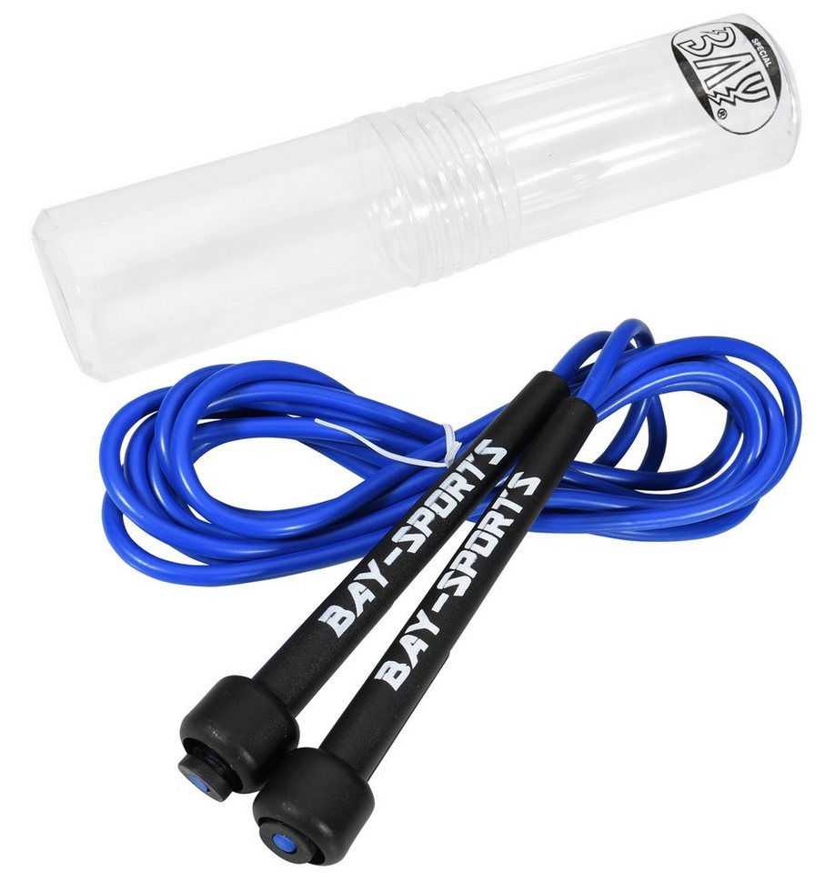 BAY-Sports Springseil High Speed Nylon Sprungseil blau Hüpfseil Skipping Rope Adult, Stufenlos Längenverstellbar - Leicht und ergonomisch von BAY-Sports