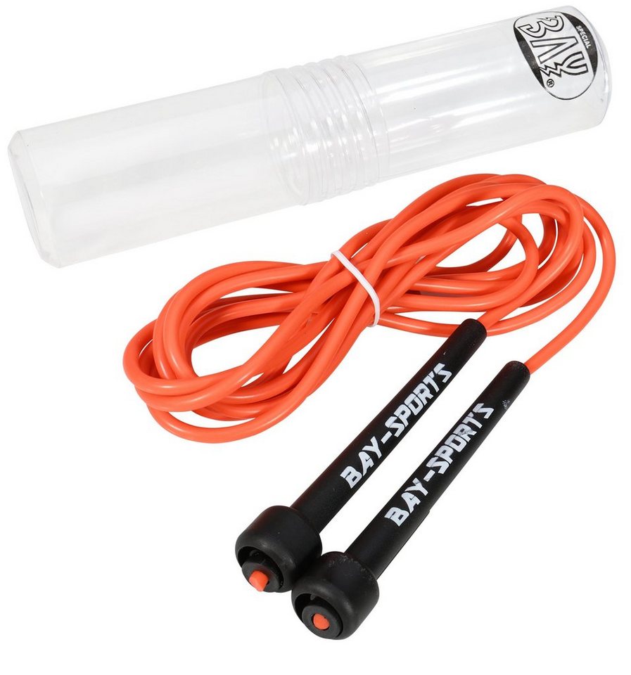 BAY-Sports Springseil High Speed Nylon Sprungseil orange Hüpfseil Skipping Rope Adult, Stufenlos Längenverstellbar - Leicht und ergonomisch von BAY-Sports