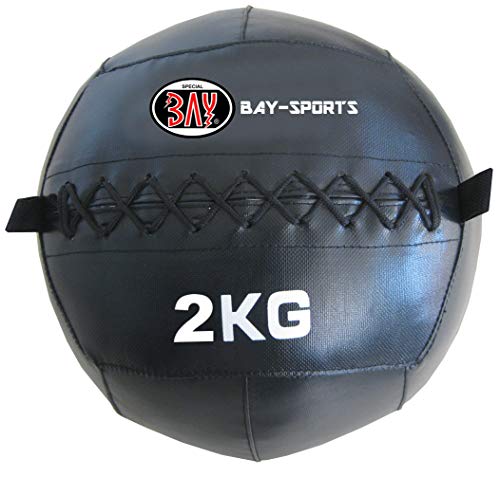Wall Ball Cross, Medizinball, 2 kg, PVC schwarz Functional Training, Gewichtsball, Trainingsball Fitnessball, Krafttraining, von BAY