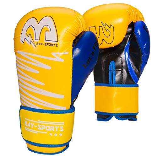 BAY-Sports Yellow Edition Boxhandschuhe Box-Handschuhe neon gelb, blau, 8, 10, 12, Boxen, Kickboxen, MMA, Thaiboxen, Muay Thai, UZ, OZ, Unzen (8 Unzen) von BAY