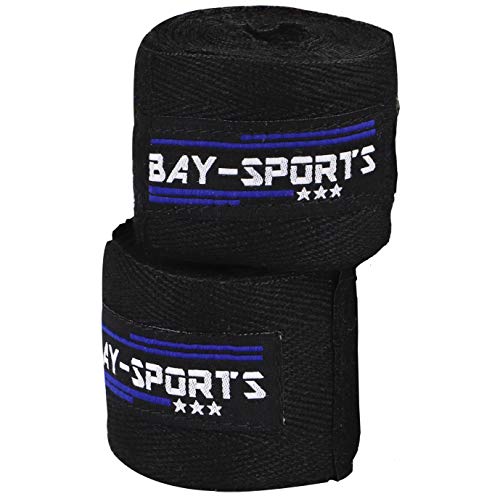 Bay 100% Baumwolle Boxbandagen 3 m unelastisch Nicht elastisch fest BW fest (schwarz) von BAY Sports