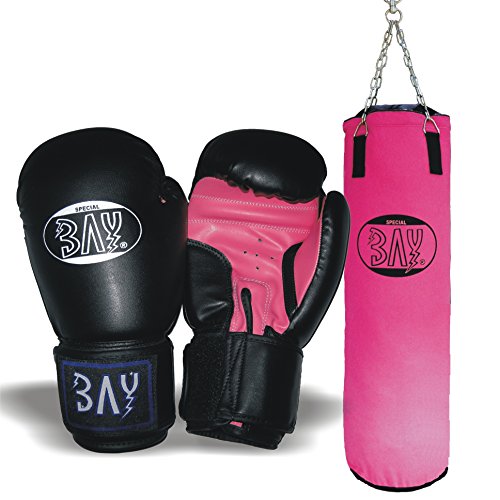 BAY® Boxset PINK Sandsack+Boxhandschuhe Future schwarz/pink (6 Unzen) von BAY