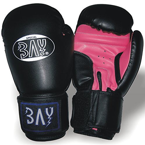 BAY® Future Boxhandschuhe Box-Handschuhe, SCHWARZ/PINK, Leder-PU, 10 Unzen UZ OZ von BAY