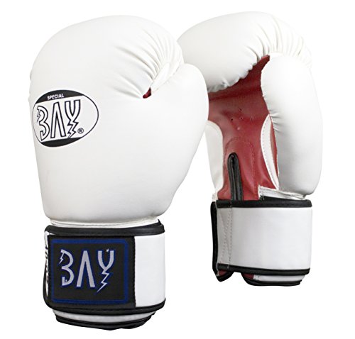 BAY® Future Boxhandschuhe weiß/rot, 10 Unzen, Box-Handschuhe, Boxhandschuh Glover, Leder - PU, UZ OZ, Damen Herren von BAY