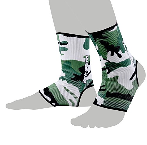 BAY Sports Camouflage 2X elastische Fußbandagen (grün schwarzL) Fußgelenkbandagen 1 Paar von BAY