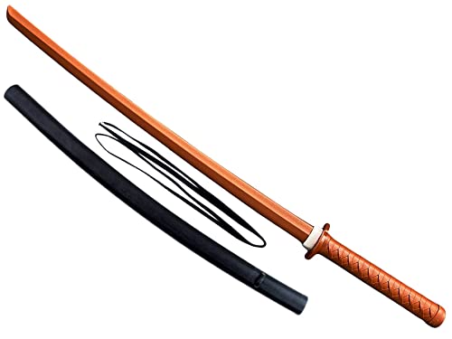 Set Angebot TPR- Katana mit Scheide SAYA aus Polypropylen Bokken Attrappe Training Samuraischwert Schwert Samurai braun rot aus Kunststoff 100 cm Trainingsschwert… von BAY