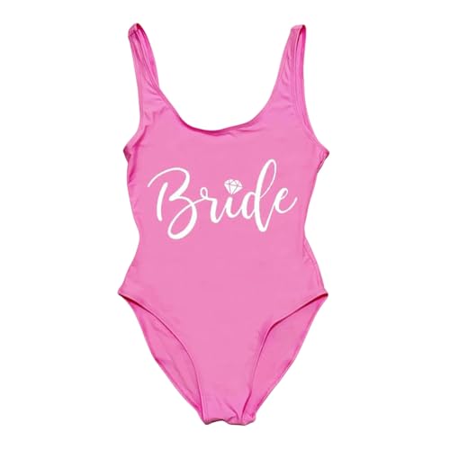 BAYAJIAZ Bikini Brautteam Badebekleidung Frauen Sommer Badeanzug One-Pieces Badeanzug Brautparty Beachwear Schwimmanzug-Braut Piwh-m von BAYAJIAZ
