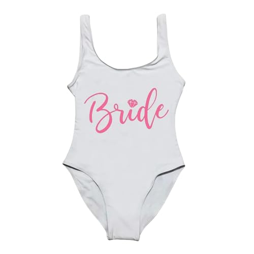 BAYAJIAZ Bikini Brautteam Badebekleidung Frauen Sommer Badeanzug One-Pieces Badeanzug Brautparty Beachwear Schwimmanzug-Braut Whpi-XL von BAYAJIAZ