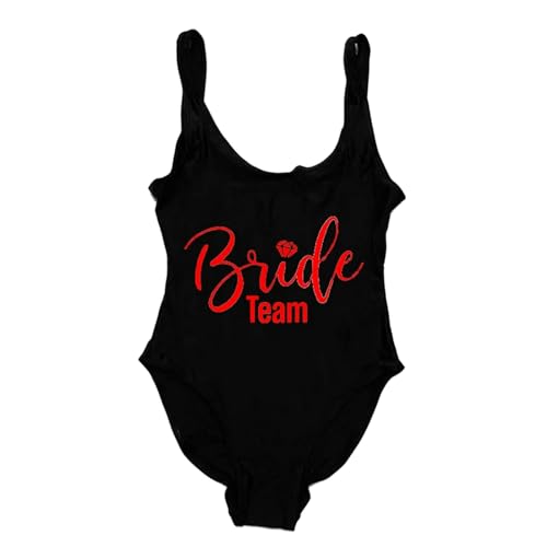 BAYAJIAZ Bikini Brautteam Badebekleidung Frauen Sommer Badeanzug One-Pieces Badeanzug Brautparty Beachwear Schwimmanzug-braun-l von BAYAJIAZ