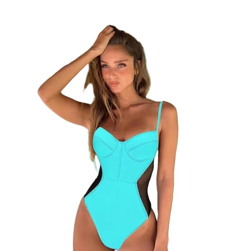 BAYAJIAZ Bikini Frauen Bodysuit Bademode Badeanzug One Piece Mesh Patchwork Schwimmen Badeanzug-a-l von BAYAJIAZ