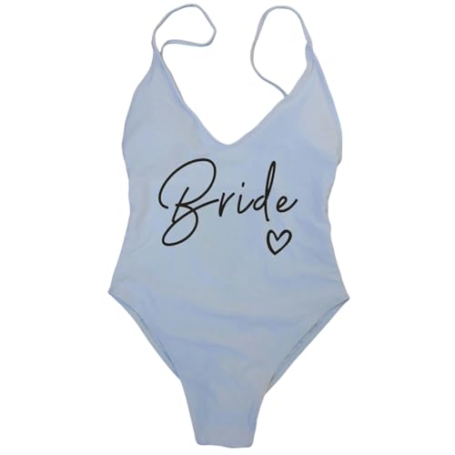 BAYAJIAZ Bikini Gepolsterte One -stück -Braut Badebekleidung Frauen Strandwege Junggeselle Party Plus Size Badeanzug Badeanzüge-weißbraut1-m von BAYAJIAZ