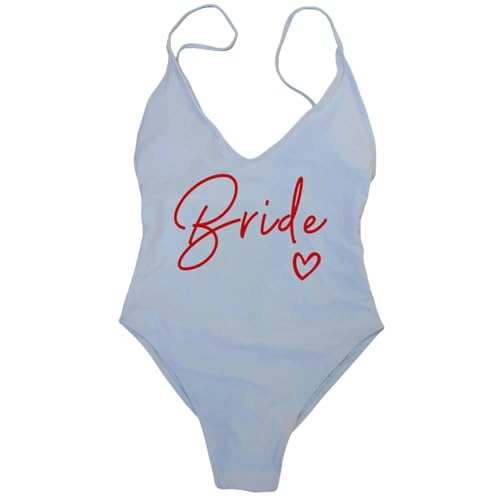 BAYAJIAZ Bikini Gepolsterte One -stück -Braut Badebekleidung Frauen Strandwege Junggeselle Party Plus Size Badeanzug Badeanzüge-weißbraut3-l von BAYAJIAZ