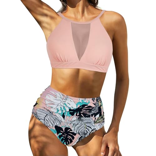 BAYAJIAZ Bikini Hohe Taillenbikini Set Für Frauen Sommer Zwei Stücke Feste Farbe Hohlauslöser Badeanzug Strandanzug-b5058-1-m von BAYAJIAZ