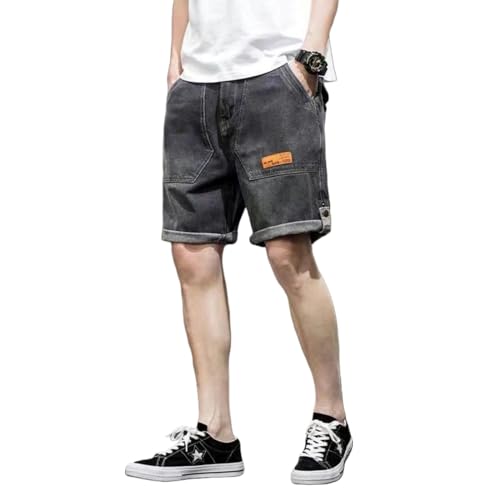 BAYAJIAZ Herren-Jeans-Shorts, lockere, lässige, elastische Taille, zerrissene Außenhose für Herren-Schwarz-27 von BAYAJIAZ