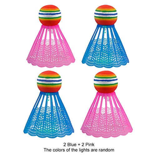 BAYORE 4 Stück LED Beleuchtung Badminton Birdies Leuchten Dunkeln Nylon Federball Regenbogenball Für Den Kopf Für Outdoor Indoor Sportaktivitäten Badminton Netz Freien von BAYORE