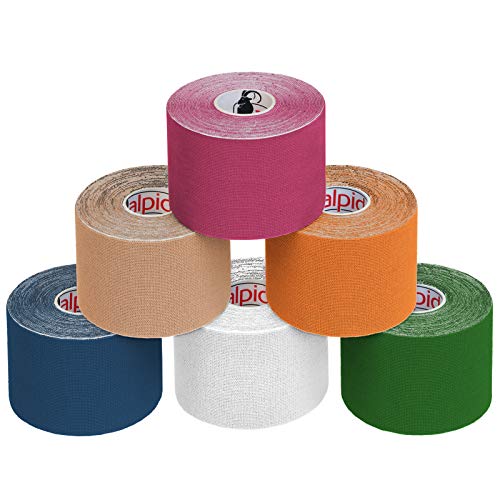 6 Rollen Kinesiologie Tape 5 m x 5,0 cm in 11 Farben, Farbe:bunt von ALPIDEX