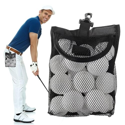 Golfball-Halter-Netztasche, Netztasche aus Nylonnetzen,Nylon-Netztaschen bieten Platz für 18 Golfbälle | Golf-Netztaschen, Sport-Netztasche, Nylon-Netztaschen für Golfball, Tennisbälle, Fitnessstudio, von BBAUER