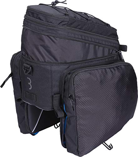 BBB Cycling Unisex-Adult BSB-133 Fahrradtasche TrunckPack|Fahrrad Gepäckträger mit Doppeltasche|Reflektierende Elemente|4 Klettverschlüsse|großzügiger Gepäckraum, schwarz, 30000 cm3 von BBB