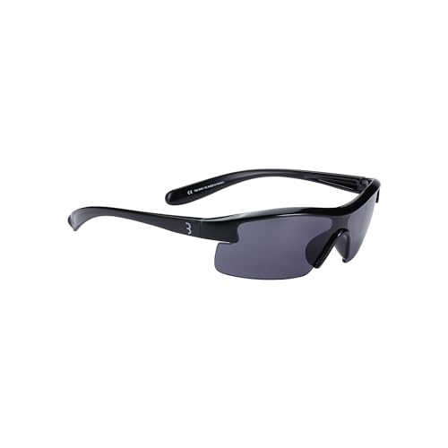 BBB Fahrradbrille für Kinder für Jungen und Mädchen, MTB- und Rennradbrille mit 100% UV-Schutz, Fahrradbrille für Kinder, glänzend, schwarz, BSG-54 von BBB