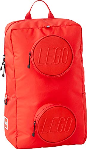 Lego Bags Signature Brick 1x2 Rucksack 18 Liter, Alltagsrucksack ca. 40 x 24 x 13 cm, Freizeit Daypack mit Brustgurt in Rot, Hauptfach mit Laptop und Tablet Fach und 2 Fronttaschen mit Handyfach von LEGO