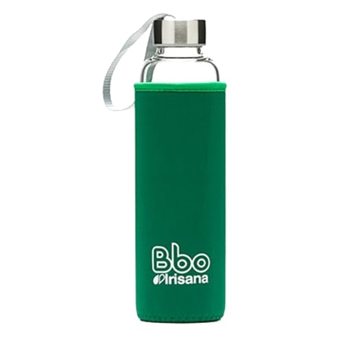Irisana – Wasserflasche – 550 ml – Grün – 7,5 x 7,5 x 24 cm – Sportflasche für das Fitnessstudio – Borosilikat- und Neoprenhülle – Bbo-Kollektion von Bbo Irisana