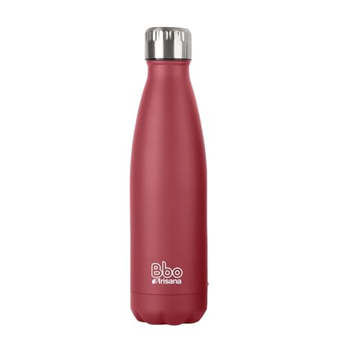 Irisana – Edelstahl-Wasserflasche – 500 ml – Rot – 7 x 7 x 27 cm – mit Neoprenhülle – für heiße und kalte Getränke – Bbo-Kollektion von Bbo Irisana