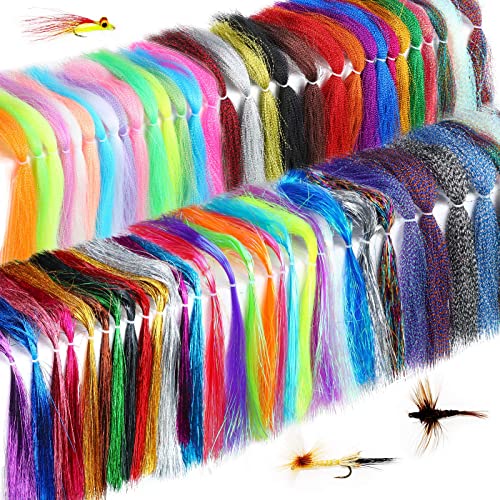 60 Beutel 60 Farben Fliegenbinden Materialien Kristall Flash Fliegenschnur Fliegenbinden Faden Fliegenbinden Set zum Fliegenfischen zum Angeln Haken Köder Trockenfliegen Jigröcke Herstellung 300–400 von BBTO