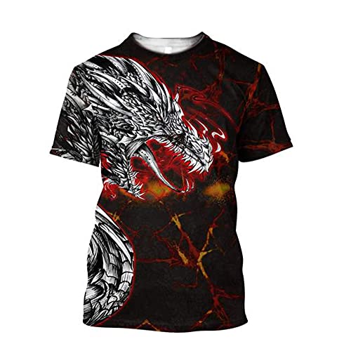 BBYOUTH 3D Dragon Tattoos T-Shirt Schöner Sommer Hipster Casual Kurzarm,Roar,L von BBYOUTH