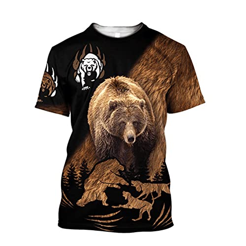 BBYOUTH Bear Hunter T-Shirt Lustig 3D Digitaldruck Camo Jagd T-Shirt Sommer Kurzarm 11 USA Größe,Hunting,4XL von BBYOUTH