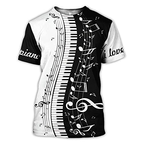 BBYOUTH Musik T-Shirts Für Männer Vintage Gitarre 1955 Hip Hop Sänger 3D Print Lustige Harajuku Musical Piano Kurzarm Konzert Streetwear,I Love Piano,6XL von BBYOUTH