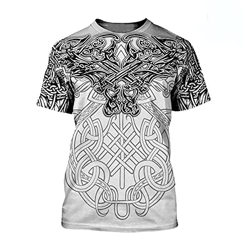 BBYOUTH Norse Mythology T-Shirt Für Männer Roman 3D-Tuff-Viking Tattoo 2021 Sommer Kurzarm (US-Größe),Celtic Knot,3XL von BBYOUTH
