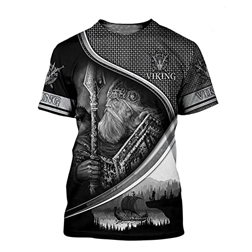BBYOUTH Norse Mythology T-Shirt Für Männer Roman 3D-Tuff-Viking Tattoo 2021 Sommer Kurzarm (US-Größe),Odin,XXL von BBYOUTH