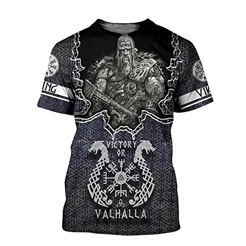 BBYOUTH Norse Mythology T-Shirt Für Männer Roman 3D-Tuff-Viking Tattoo 2021 Sommer Kurzarm (US-Größe),Victory Valhalla,3XL von BBYOUTH