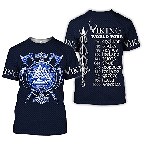 BBYOUTH Wikinger-Hemd, 3D Pinting Norse Mythology Odin T-Shirt (US-Größe),Valknut,XL von BBYOUTH
