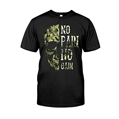 BBYOUTH Wikinger T-Shirt Hemden Baumwolle Klassischen Schwarzen Odin Mythos Gedruckt 25 Graffiti Kurzarm Für Mens Norse Geschenk (USA Größe),No Pain no gain,L von BBYOUTH