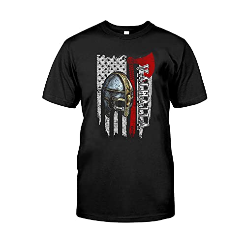 BBYOUTH Wikinger T-Shirt Herren Odin Myth Rune Schwarz Baumwolle Sommer Casual Kurzarm Viking Fanartikel,Helm of awe,3XL von BBYOUTH