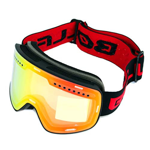 BCIOUS Skibrille mit doppelschichtiger, abnehmbarer Linse, zum Skifahren, Anti-Beschlag-UV-Snowboard-Auge zum Schutz, für Herren und Damen, Ski-Sonnenbrille, Brillen-Handschuhe für Kinder und Mädchen von BCIOUS