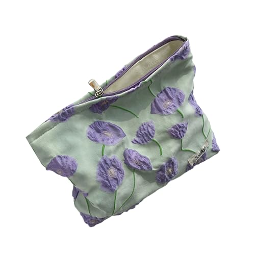Make-up-Tasche mit großem Fassungsvermögen, eleganter Make-up-Tasche, Blumendruck, Reise-Organizer, Reise-Make-up-Tasche, violett von BCIOUS