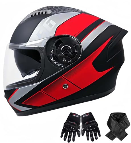 Motorradhelm, integrierter Klapphelm mit ECE-Zertifizierung, hochklappbarer Integralhelm, Motorrad-Schutzhelm mit Visier, integrierter Helm, Herren- und Damenhelm F,55-61CM von BDBRHFG